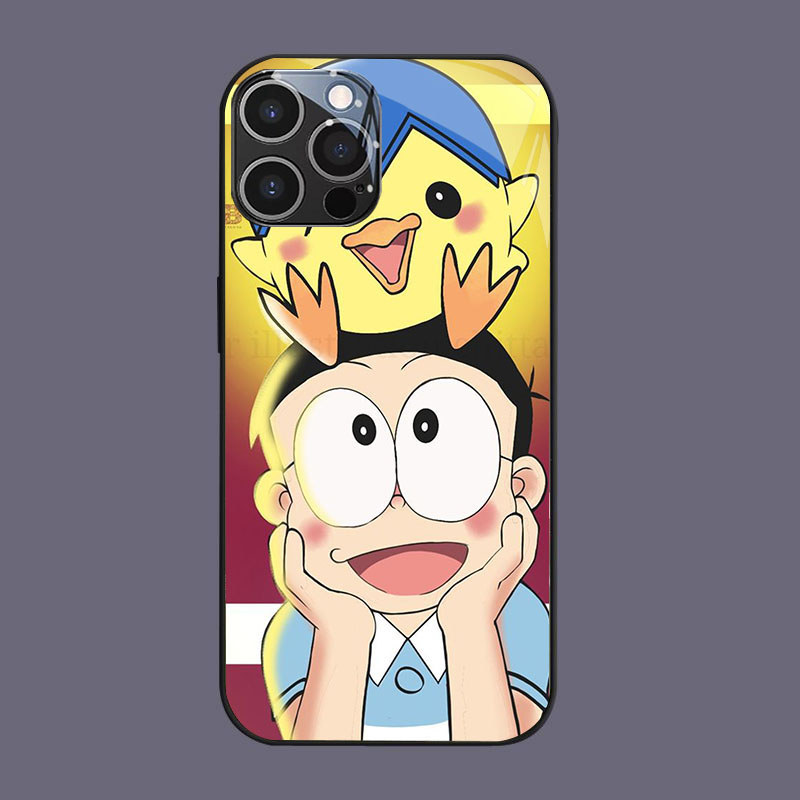 HW-2 Anywhere Door Doraemon Glass KACA Casing untuk iPhone 14 15 Plus Pro Max