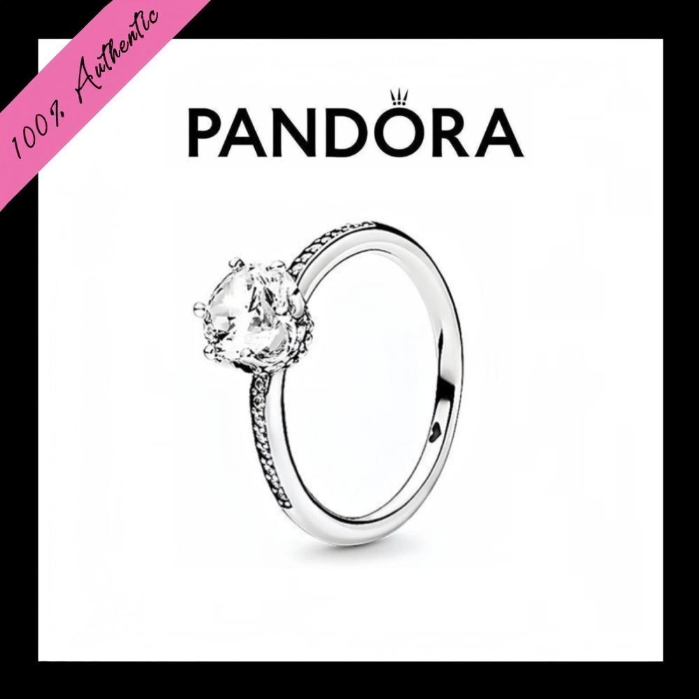 Perhiasan Pandora Clear Sparkling Crown Ring JZ1007 Women's Ring