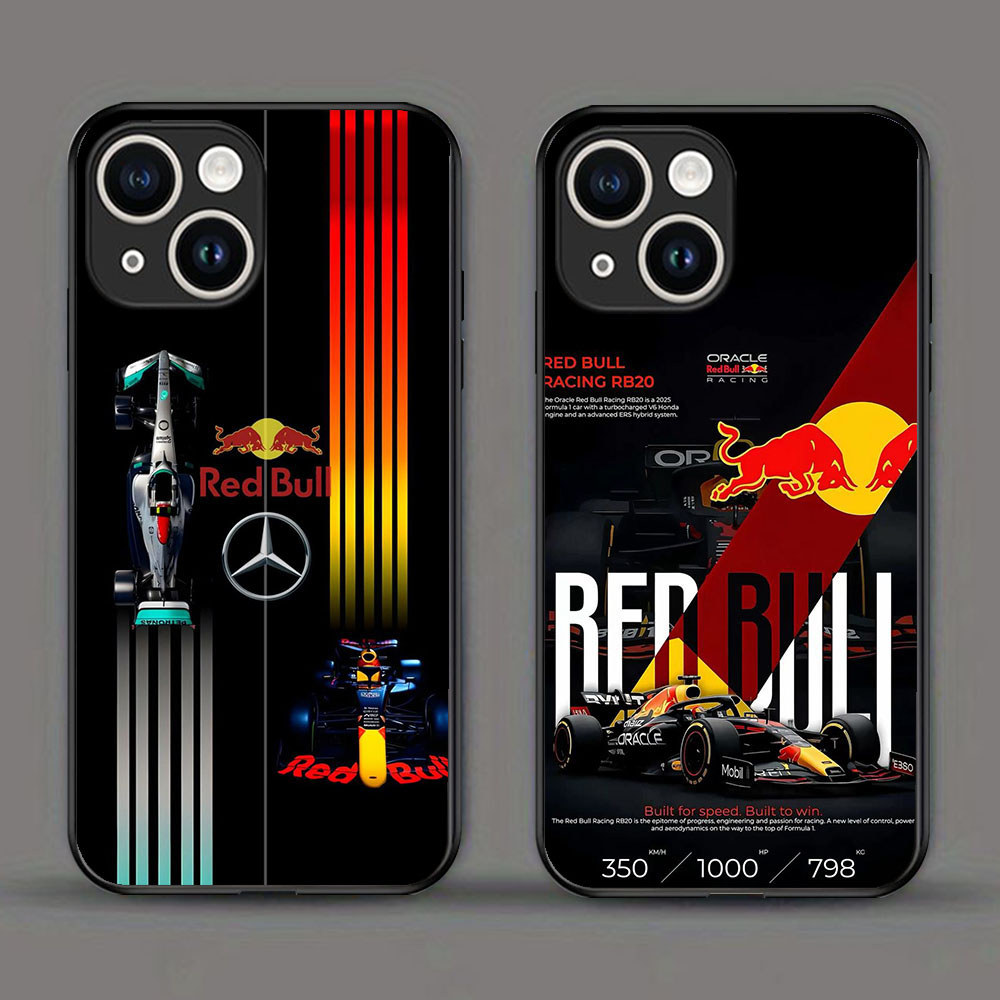 KD-84 Red Bull F1 HD Glass Casing untuk iPhone 11 13 12 Mini Pro Max