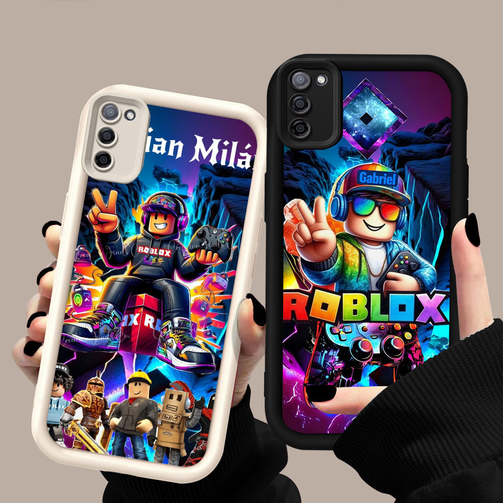 MK-66 Play ROBLOX Silikon hitam putih Casing untuk Samsung F02S A02S A03S S20 M30S A71 M02S A31 FE A