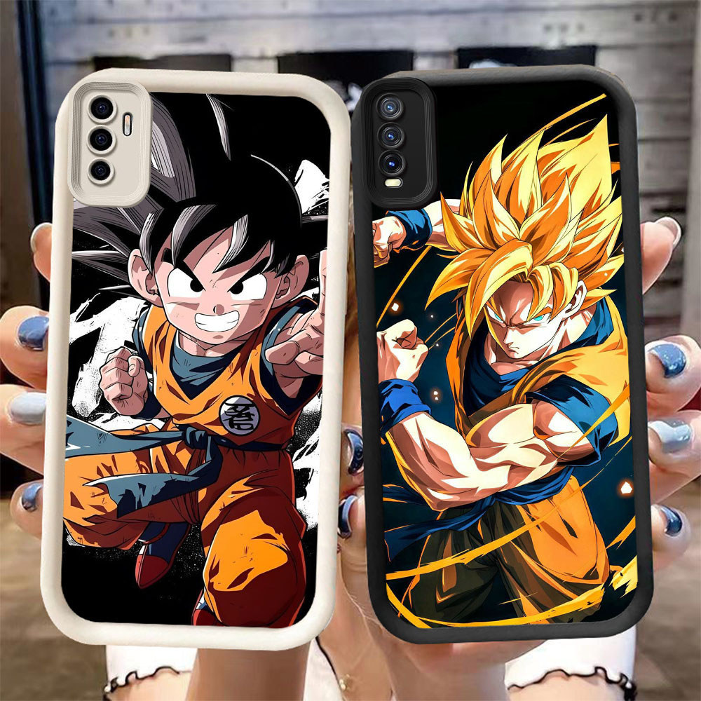 MK-47 Dragon Ball Goku Silikon hitam putih Casing untuk VIVO iQOO Y12S NEO Z10 Turbo Y11S 10 13 S1 Y