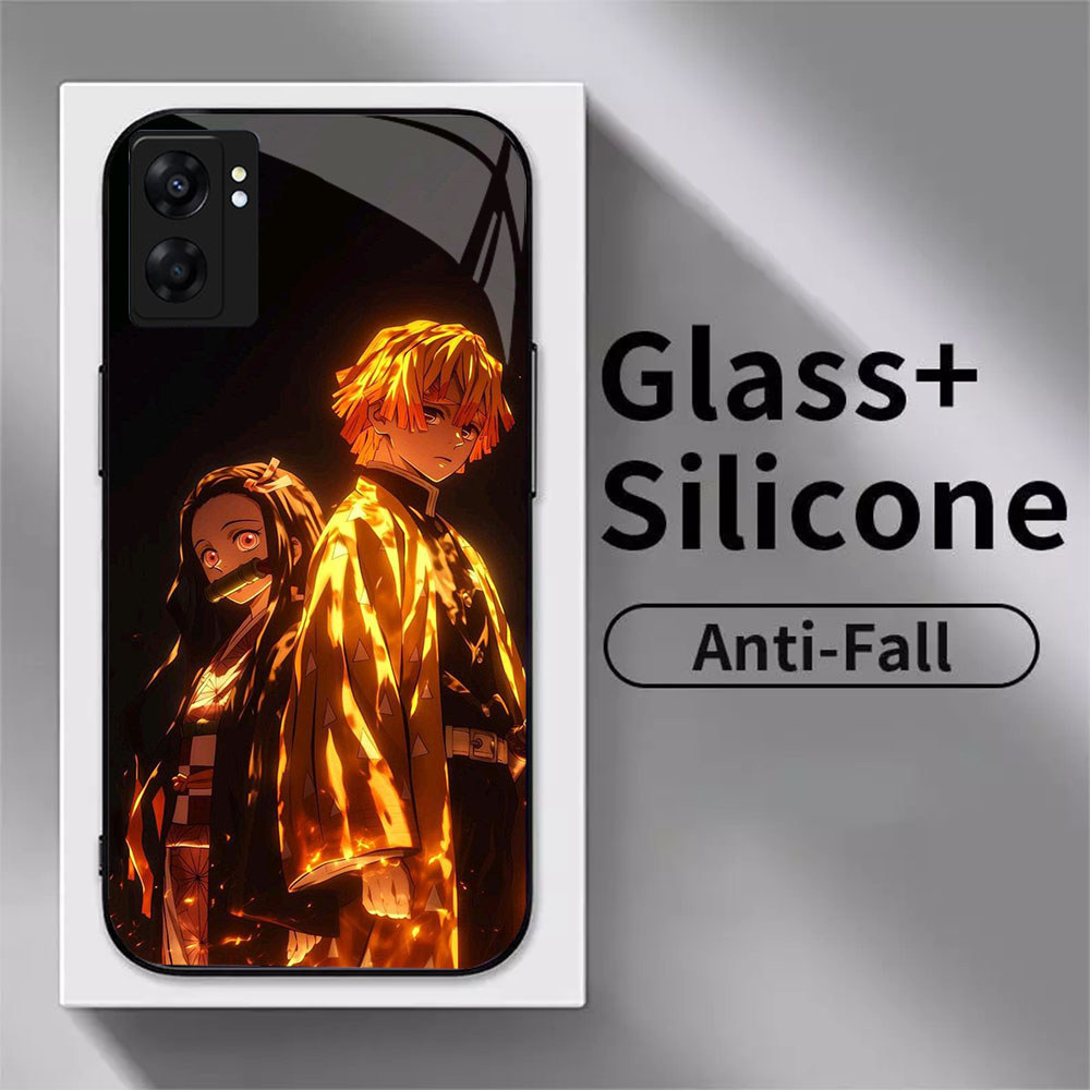 MP-7 Demon Slayer Glass KACA Casing untuk OPPO Reno A36 A17 A57S A57 A77S 10 A96 A77 13 A76 Pro 5G 4