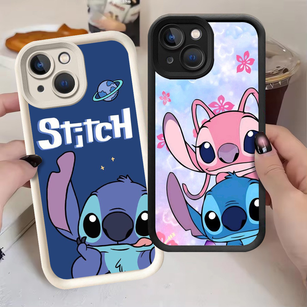 G-64 Cute Stitch Casing untuk iPhone 17 16 X 15 XR XS Pro Max Hitam dan putih