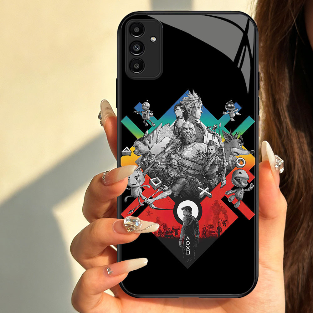 TT-69 PlayStation Casing hp kaca Samsung A25 A54 A35 A55 FE A05S A24 A15 A34 A04S M15 A14 S21 Plus U