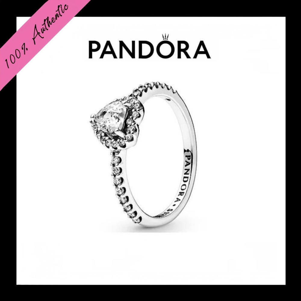 Perhiasan Pandora's Noble Heart Single Stone Ring 925 Silver Women's Gift