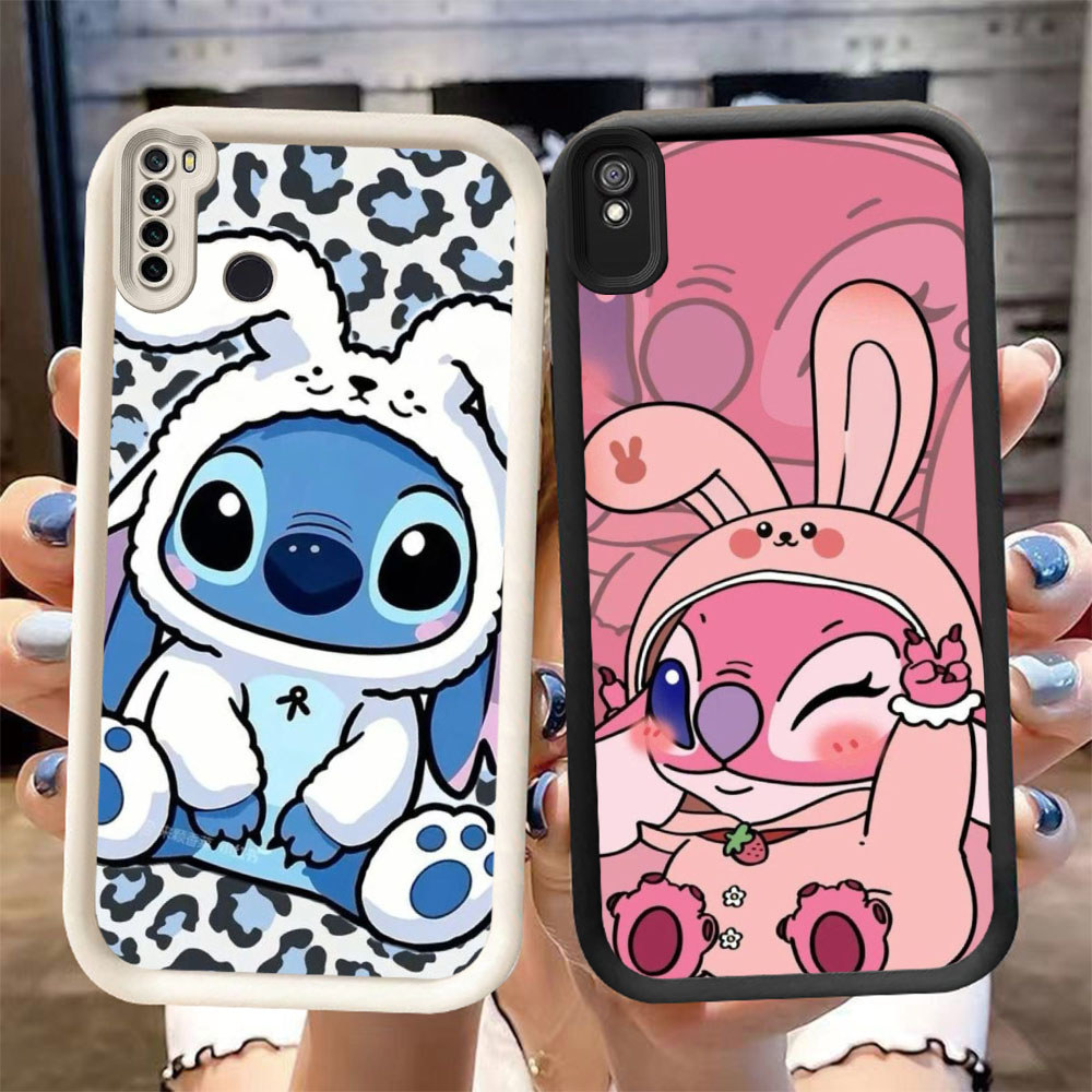 MK-76 Stitch Silikon hitam putih Casing untuk Xiaomi Redmi Note 7 9T 6A 9A Pro