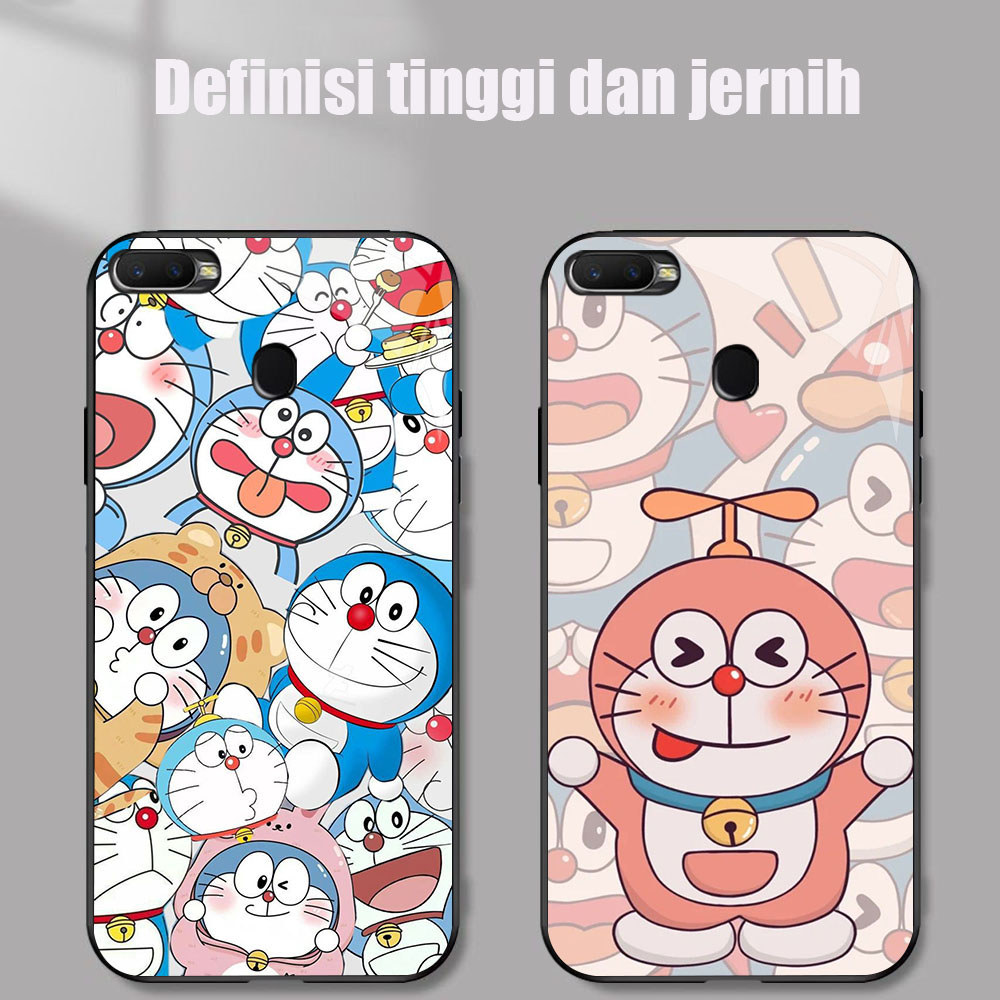 MP-77 Doraemon Glass KACA Casing untuk OPPO A5S F5 A12 A11K A12S F9 A7 F7 Pro