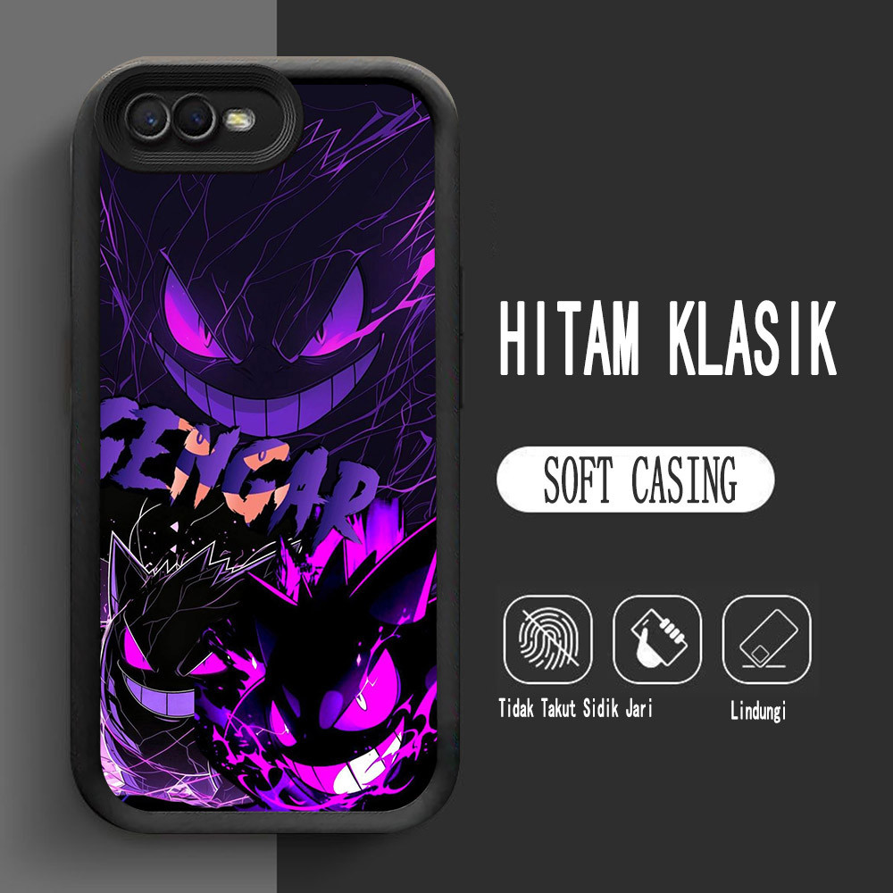 Y-25 Black Pokemon Gengar Silikon Casing untuk OPPO A37 A3S A1K A39 A83 A12E Case