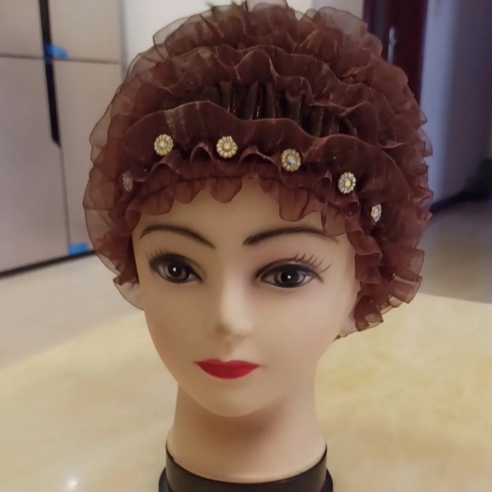 Wig gaya baru untuk semua musim, ledakan bunga ibu, busana serbaguna, rambut putih, ikat kepala pita