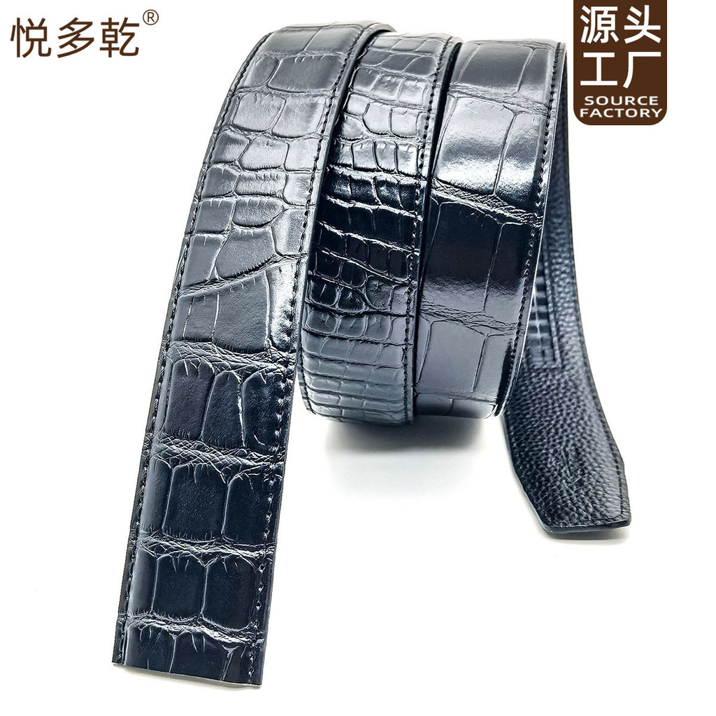Sabuk 2025 Produsen  Otomatis Pola Buaya 35mm Tanpa Kepala yang Dapat Disesuaikan Kulit Sapi Asli Be