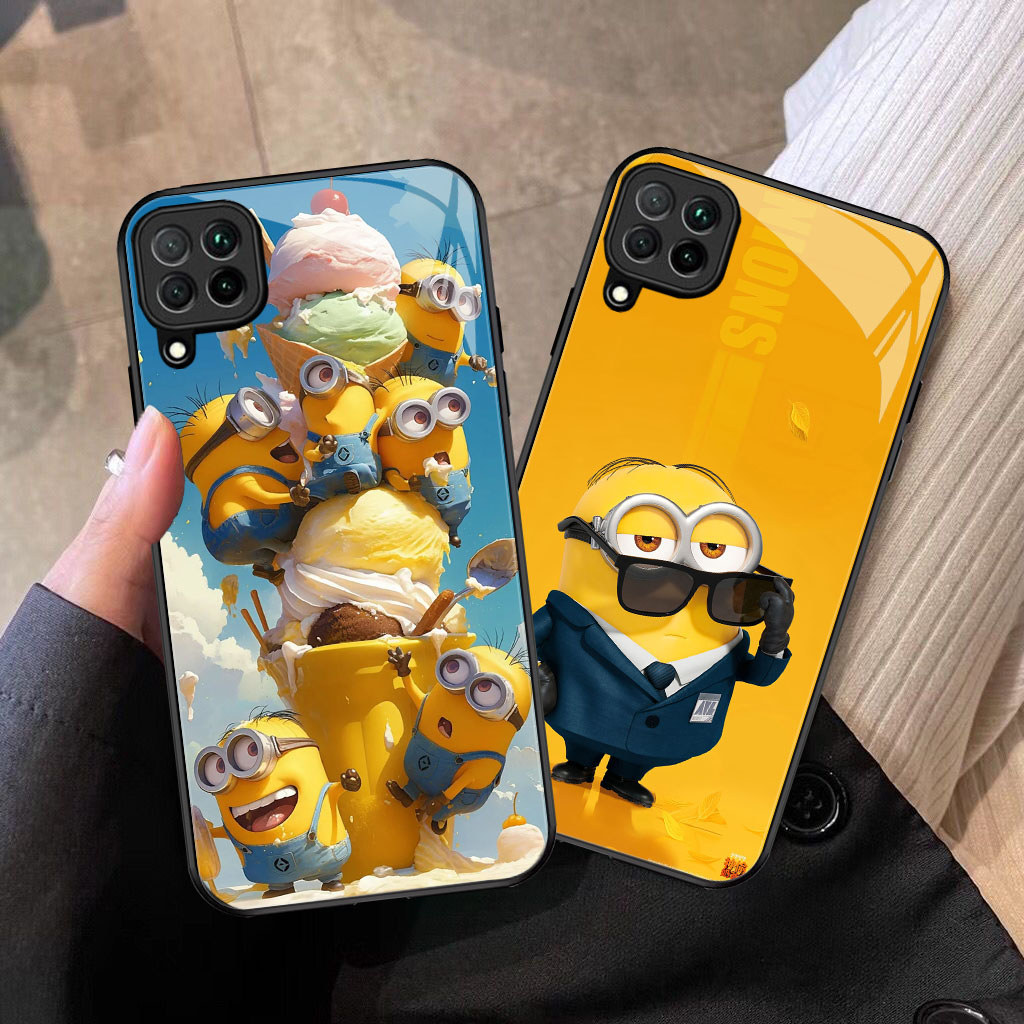 YM-36 Minion Casing ponsel kaca tempered Samsung A12 A22 M12 M32 5G