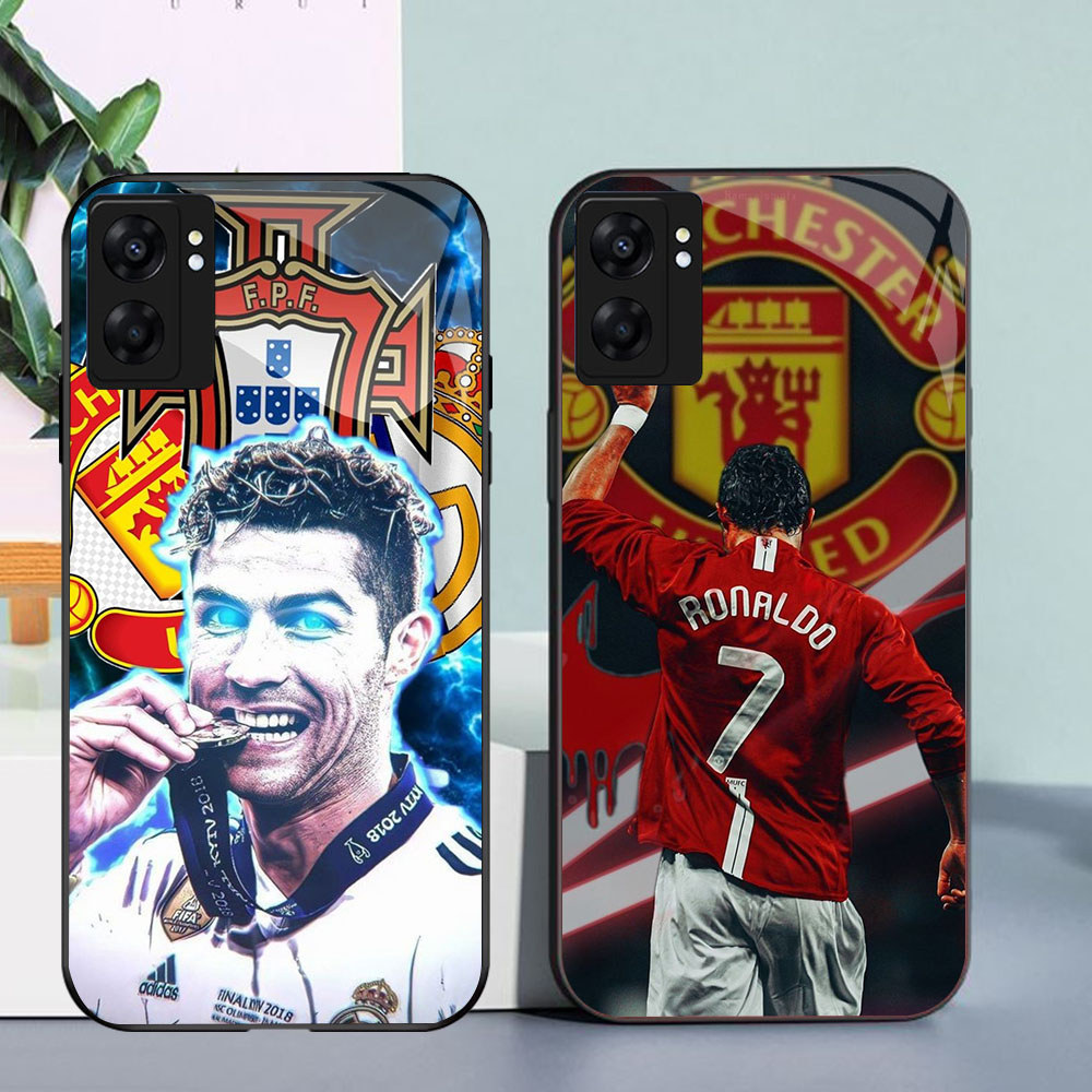 MP-66 FC CR7 Glass KACA Casing untuk OPPO Reno A36 A17 A57S A57 A77S 10 A96 A77 13 A76 Pro 5G 4G