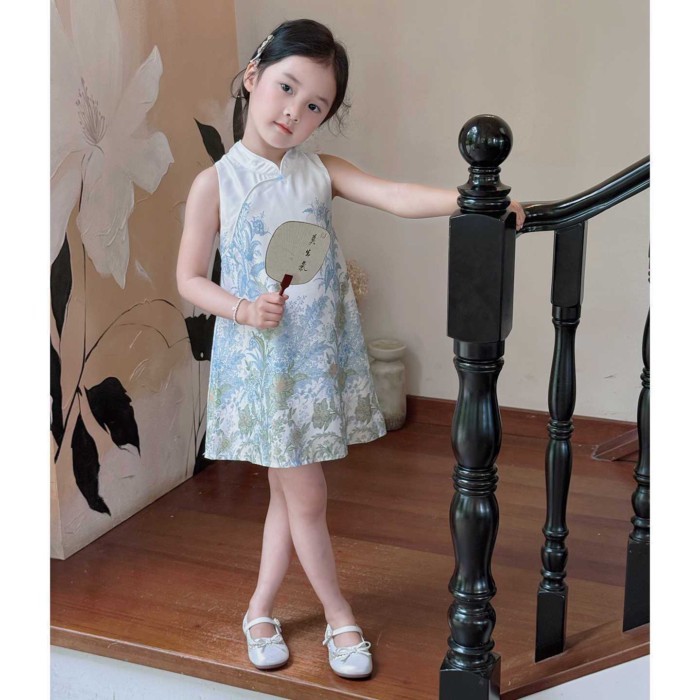 Cheongsam Anak-anak, Gaun Gaya Cina Baru Anak Perempuan, Gaun Pesta Ulang Tahun Tahun Pertama Gaya