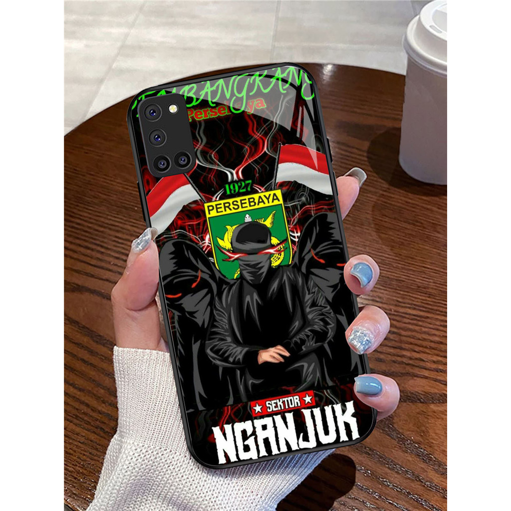 A2-44 Persebaya Casing ponsel kaca tempered OPPO Reno A92 A52 A94 F19 5F A72 5 Pro Lite