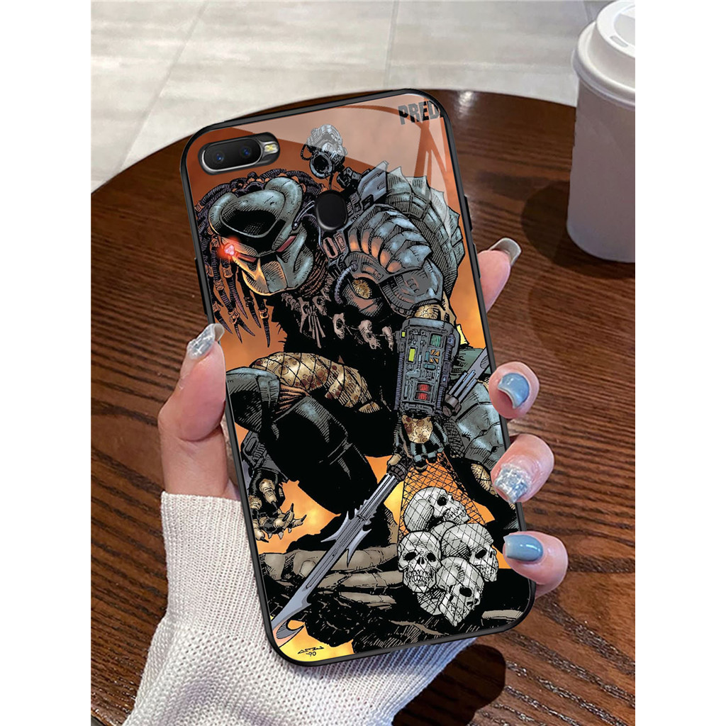 YR-46 Predator Casing ponsel kaca tempered OPPO A12S A5S A7 F5 F7 A11K F9 A12 Pro