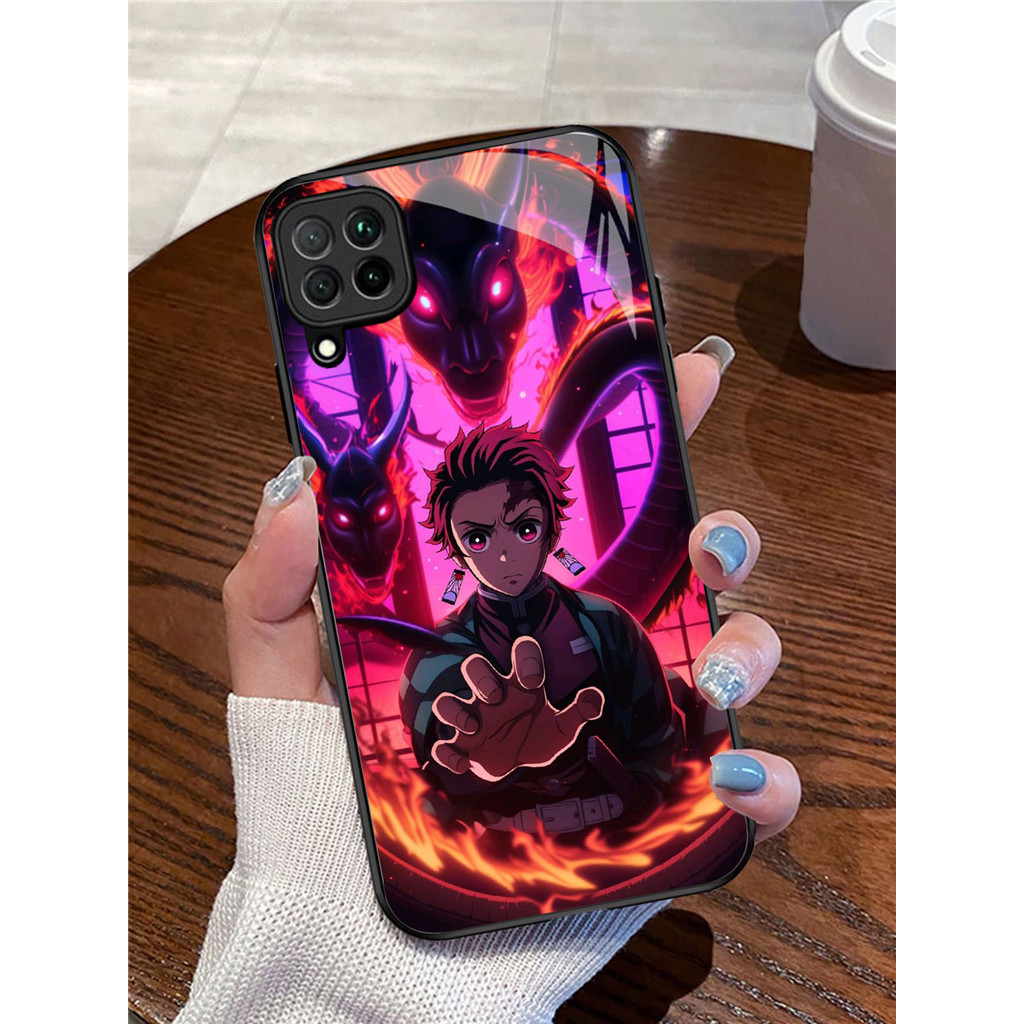 YR-12 Demon Slayer Casing ponsel kaca tempered Samsung A12 A22 M12 M32 5G