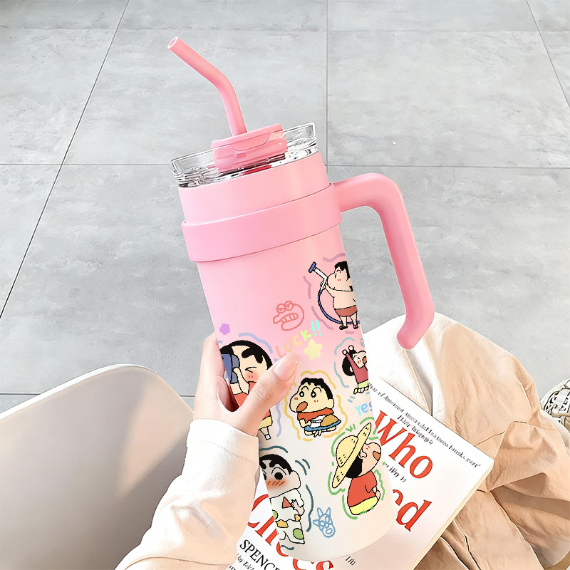 Tigger Piglet Pooh Tumbler dengan pegangan Botol Minum Kotak hadiah  Kapasitas Besar 1200ml Termos M