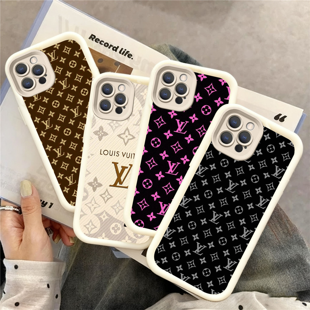 TB9 LV Sangat indah Hp Plating Casing untuk iPhone 11 14 12 13 Mini 15 Pro Max Bahan TPU Putih soft 