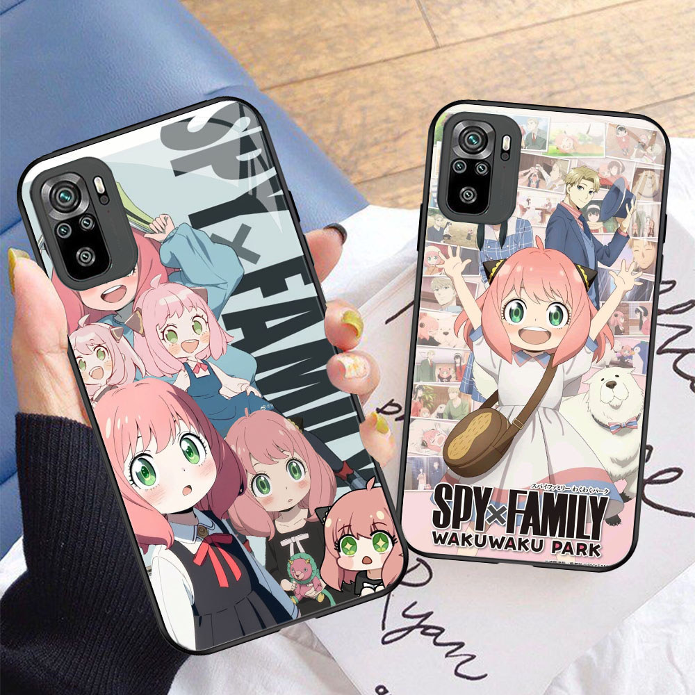 YM-53 Spy x Family Casing ponsel kaca tempered Xiaomi Redmi Note Poco M4 SE M3 10S 10T 11S 11 M5S 10