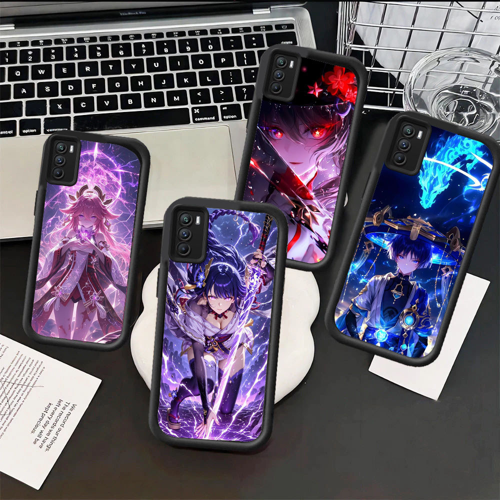 YU44 Genshin Impact Casing untuk Hp Plating Realme Narzo Note 12X C51 SE C61 60 N65 NEO6 C30S C65 50