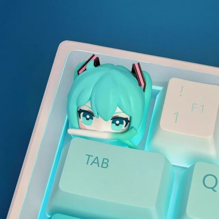 Hatsune Miku Keycaps 2D Cartoon Resin Keycaps Personalized Three-dimensional Keycaps