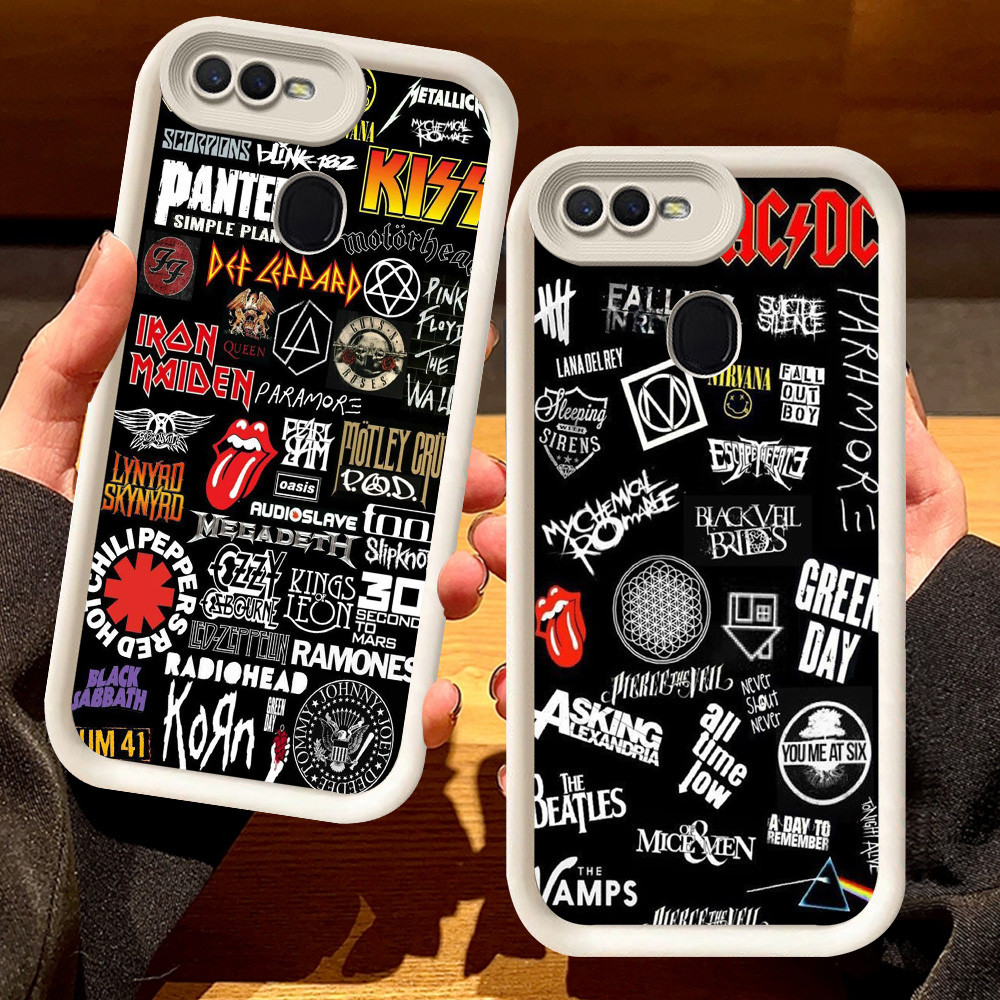 G-34 ACDC Casing untuk OPPO A11K F9 Pro A7 F7 A12 A5S F5 A12s Hitam dan putih