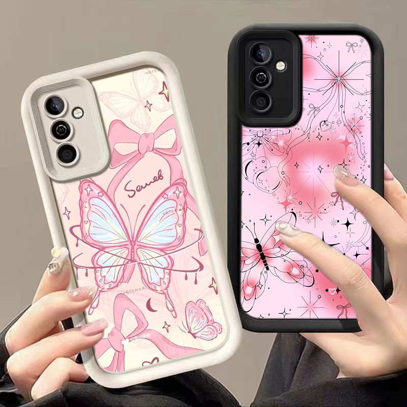 HA132 Bowknot Butterfly Pink Art Untuk Samsung Casing hp Softcase Silikon Kasing untuk Samsung A12 A