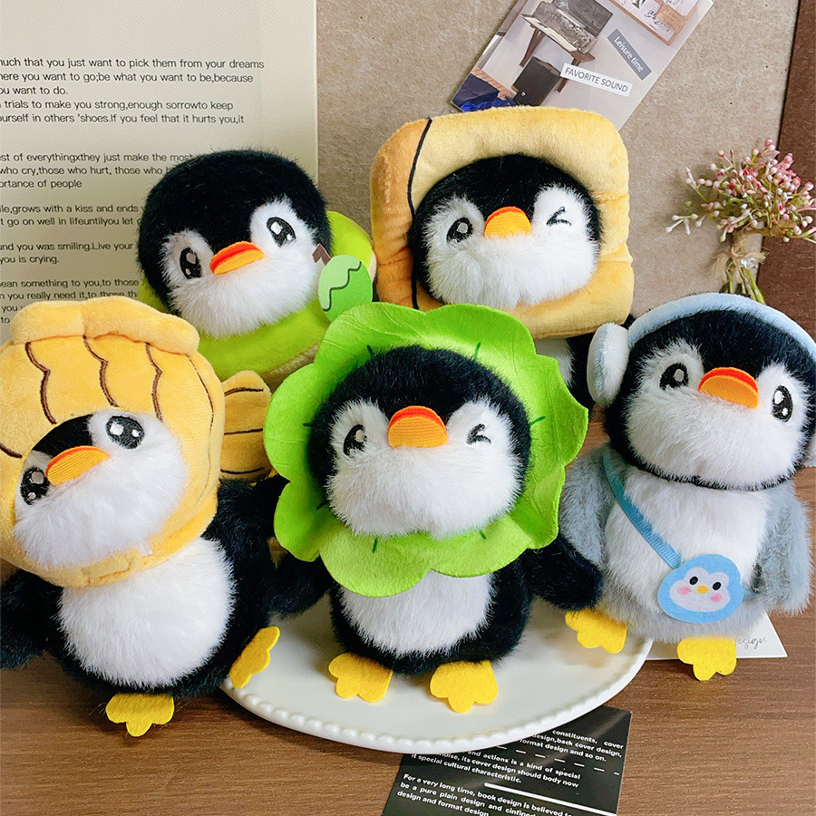 Bag Charm Taiyaki Lucu, Gantungan Kunci Tas, Penguin yang Dapat Mengubah Kostum, Mainan Boneka Isi D