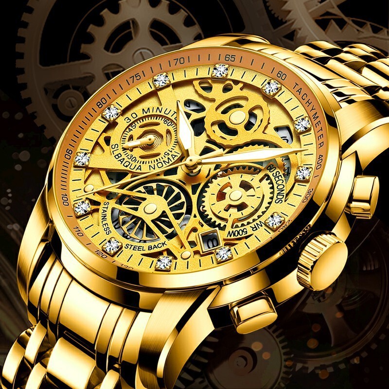 Jam Tangan Keren Rui Zhi Yuan Amazon Terlaris Besar Emas Tahan Air Mewah   Pria Berkualitas