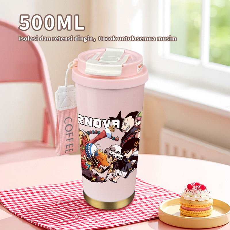 Anime Characters RNOVA  COD  Tumbler Cartoon kopi  Perempuan Termos air panas Portabel 500ml  Botol 