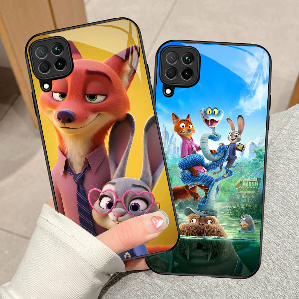 YE-68 Zootopia Casing ponsel kaca tempered Samsung A12 A22 M12 M32 5G