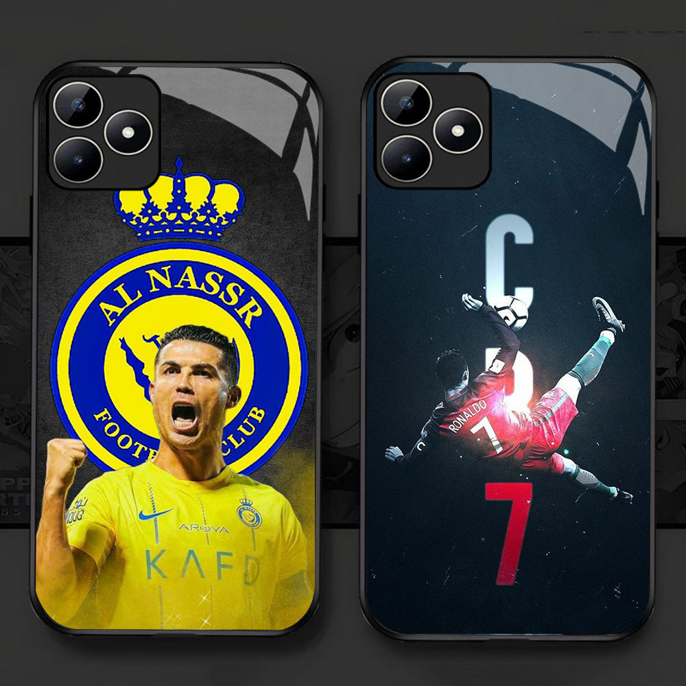 KD-46 Cristiano Ronaldo HD Glass Casing untuk Oppo A3X A3i A40 Realme C53 C31 C35 GT 6 Narzo N53 50A