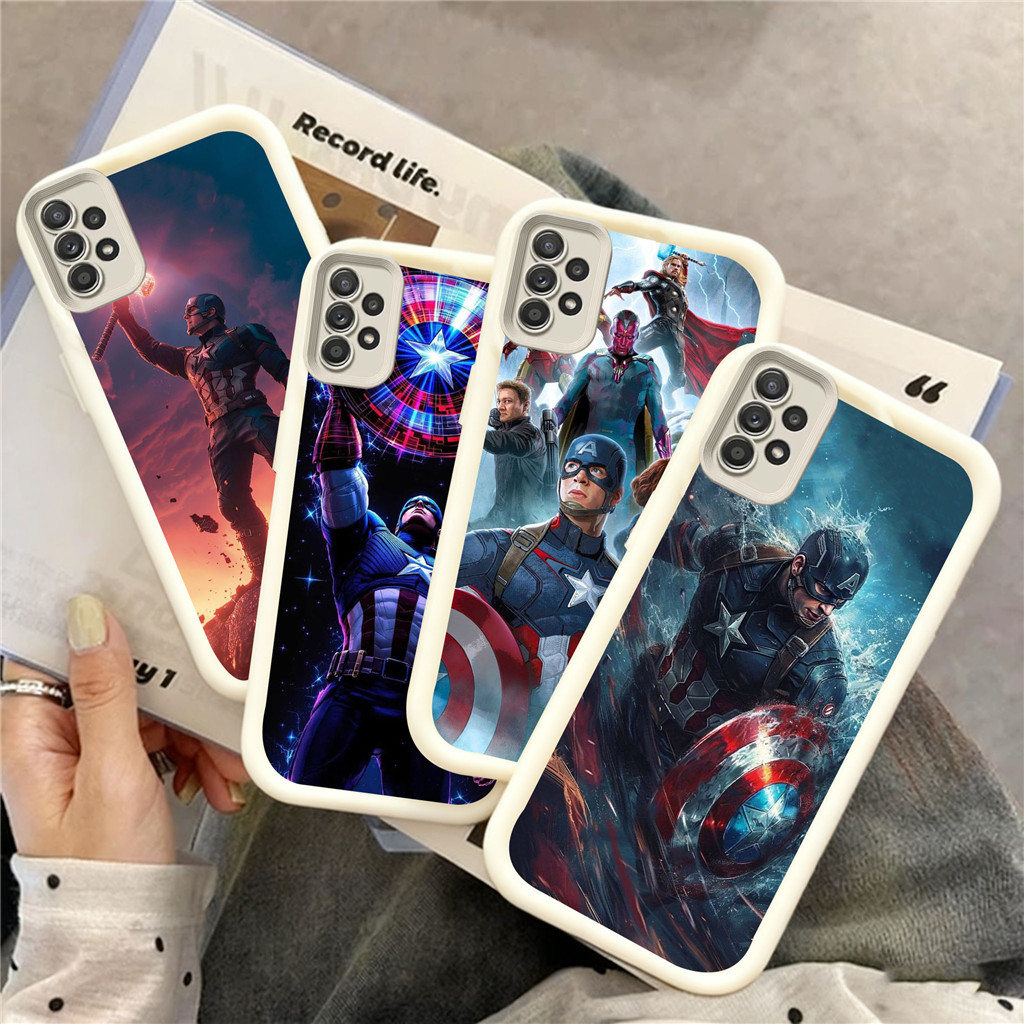 WB51 Marvel Captain America Casing untuk Hp Plating Samsung A04E A12 A05 A10S A11 A04s A13 A05S 5G T