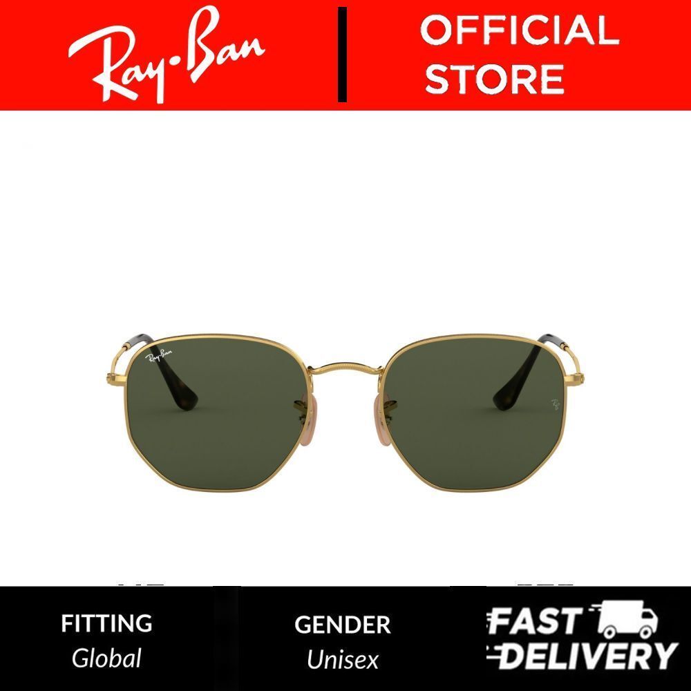Ray-Ban Hexagonal Flat Lenses - RB3548N  001  - Full Rims Sunglasses Unisex