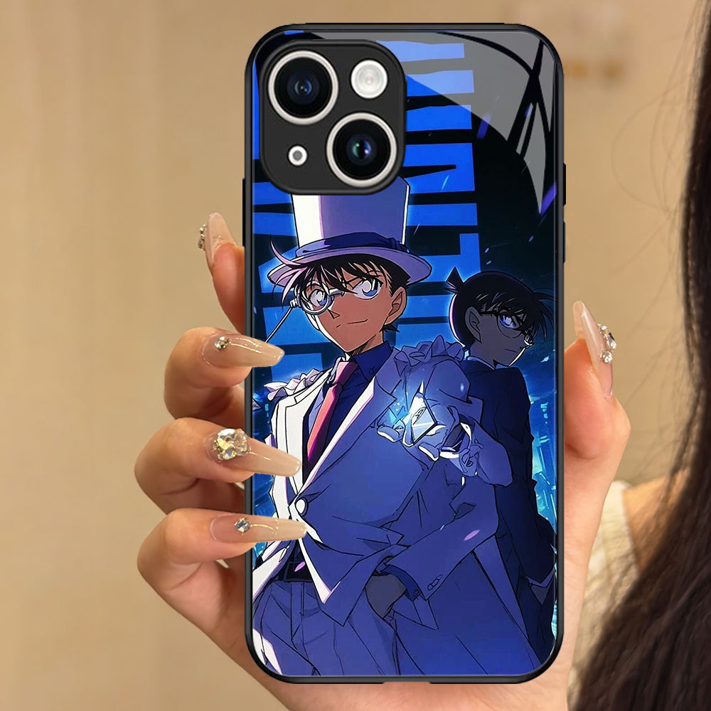 TT-9 Detective Conan Casing hp kaca iPhone 11 Mini 13 12 Pro Max