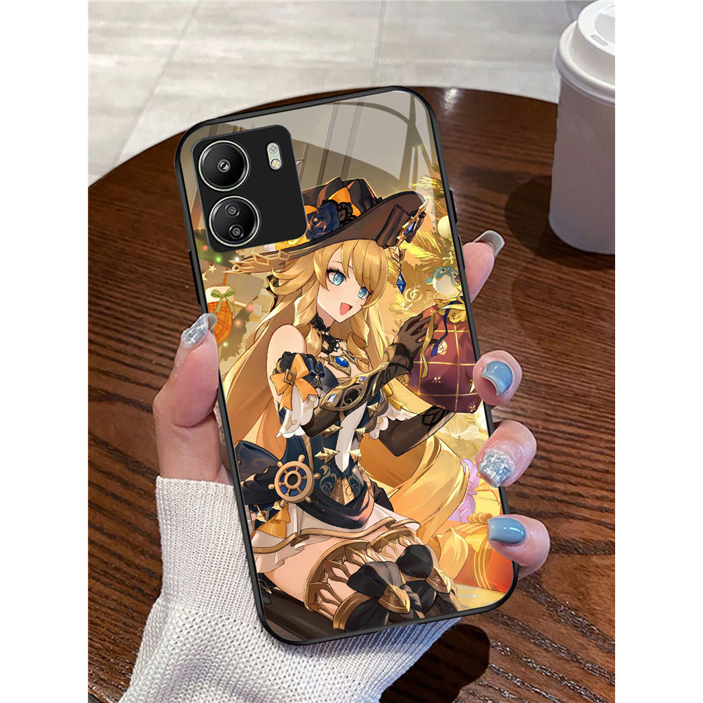 YE-20 Genshin Impact Casing ponsel kaca tempered Xiaomi Redmi Note Poco X6 A1 13 13Pro 13C C65 A2 No