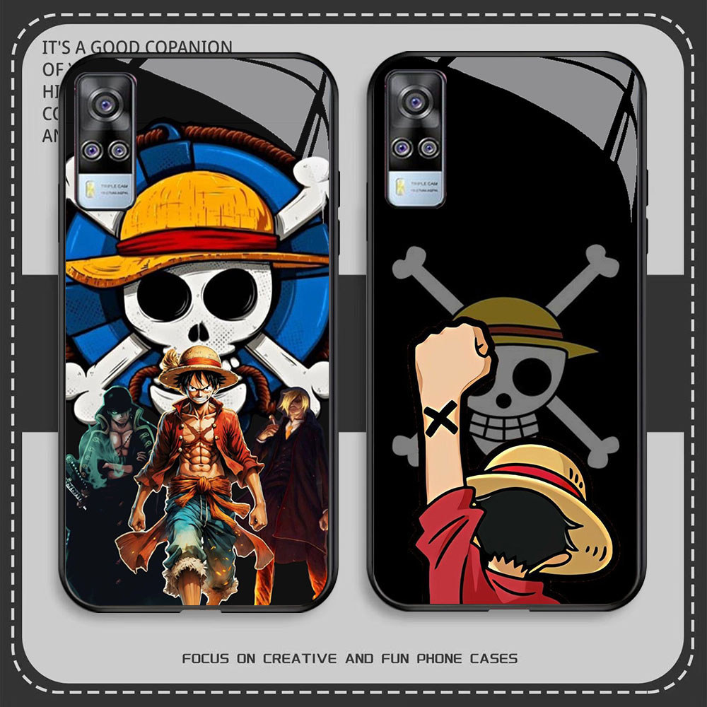HR-25 One Piece Luffy HD Glass Casing untuk VIVO Y51 V21E Y31 Y52 V21S V21 V20 Y53S