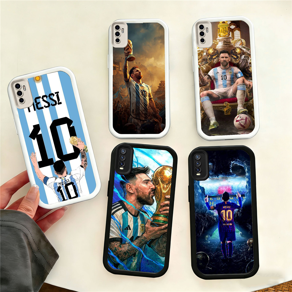 HV34 Messi Hp Plating Casing untuk VIVO V20 V15 S1 V25 V27 V23 V25E V27E V23E Pro 5G TPU Silicone