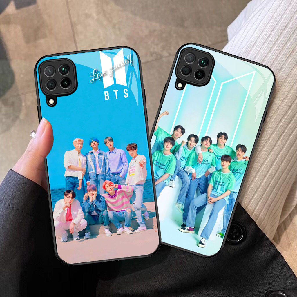 YM-8 BTS Casing ponsel kaca tempered Samsung A12 A22 M12 M32 5G