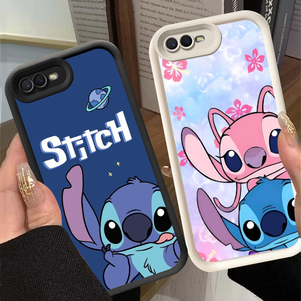 G-64 Cute Stitch Casing untuk OPPO A1K A39 A3S A83 A12E A37 Hitam dan putih
