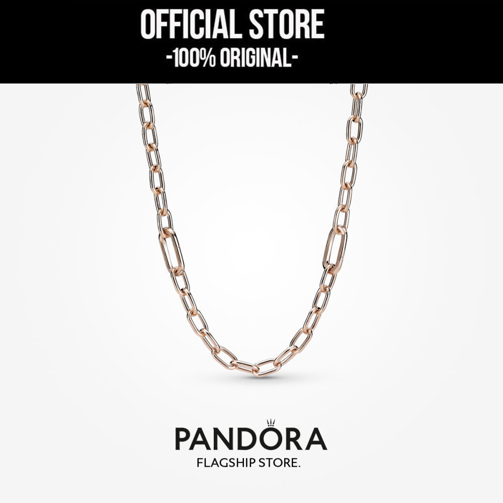 Pandora ME 14k Rose Gold Plated Link Chain Necklace (50cm) Kalung Wanita Manis & Elegan | Perhiasan 