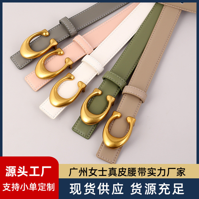 Sabuk Ikat Pinggang Wanita Produsen Guangzhou Kulit Asli Fashion Serbaguna Jeans Mewah Dekorasi Gaya