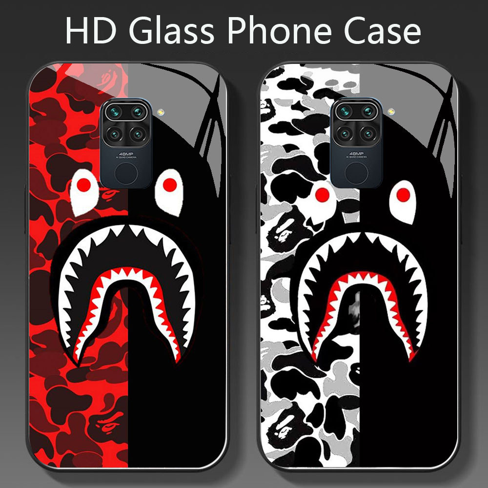 YR-25 Bape Shark HD Glass Casing HP Xiaomi Redmi Note9 9S Poco M2 X3 NFC Pro