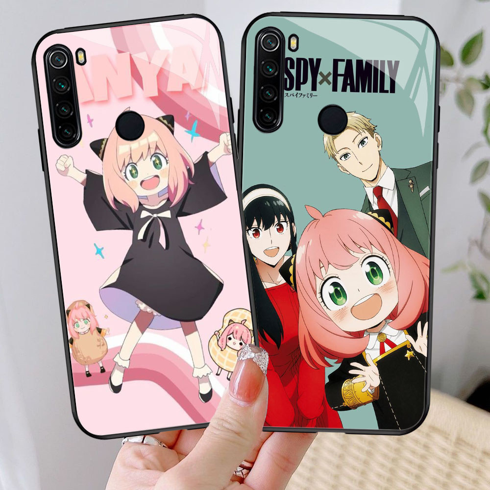 YM-53 Spy x Family Casing ponsel kaca tempered Xiaomi Redmi Note 10 8 8A 9 Pro Lite