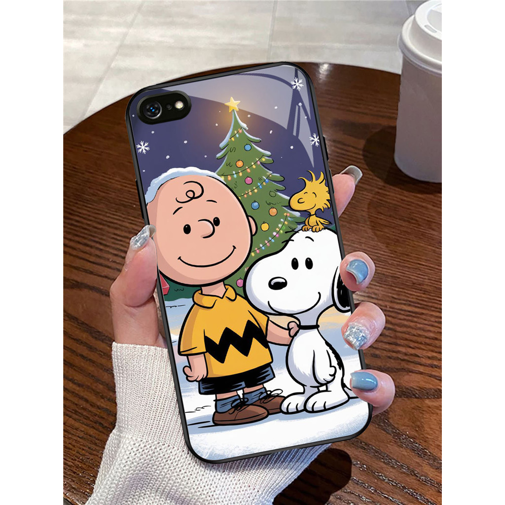 YR-54 Snoopy Casing ponsel kaca tempered iPhone 6S X 7 XS SE XR 8 6 Max Plus 2020 2022