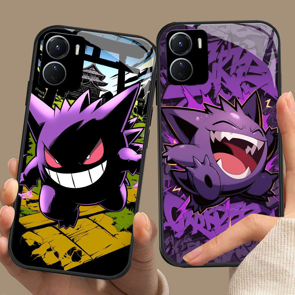SM-35 Pokemon Gengar HD Glass Casing untuk VIVO Y16 Y15S Y01 Y56 Y36 Y27S Y15A Y36i Y17S iQOO Z9X U5