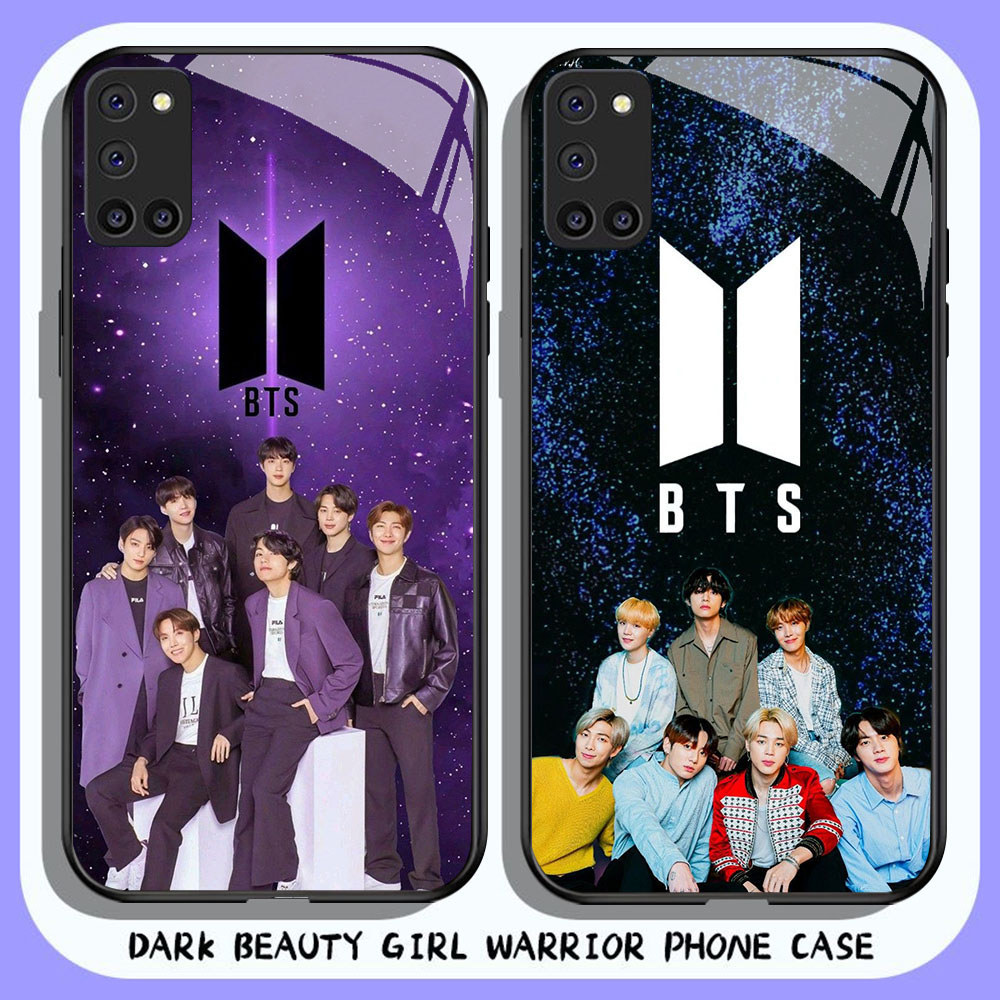 HR-6 BTS Bangtan HD Glass Casing untuk OPPO A92 A72 A94 A52 F19 Reno 5 5F Lite Pro