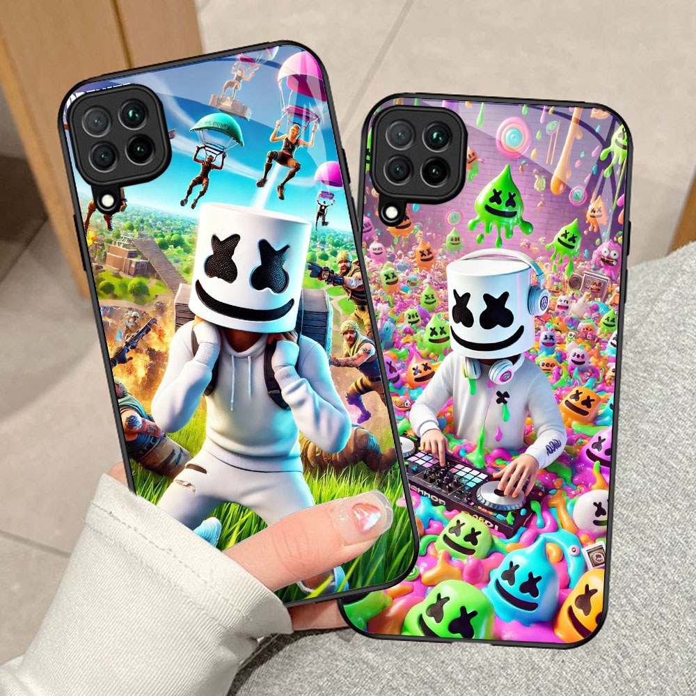 YE-33 Marshmello Casing ponsel kaca tempered Samsung A12 A22 M12 M32 5G