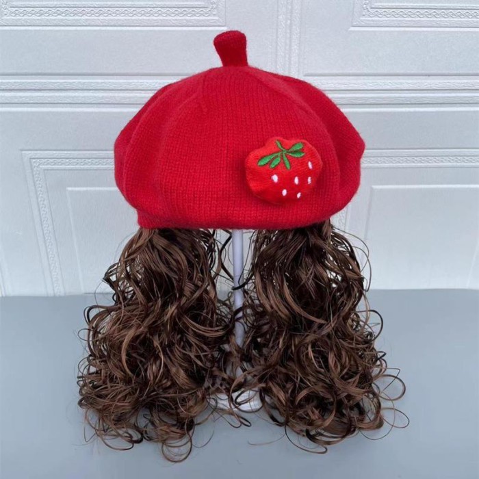 Topi Anak-anak Dopamin Topi Labu Bayi Perempuan Bailey Topi Keriting Wig Panjang Anak Perempuan Pel