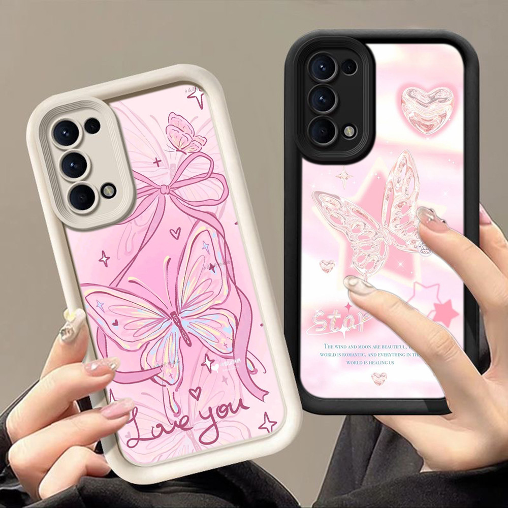 HA147 Butterfly Bowknot Pink Cute Untuk OPPO Casing hp Softcase Silikon Kasing untuk OPPO A58 A78 A5